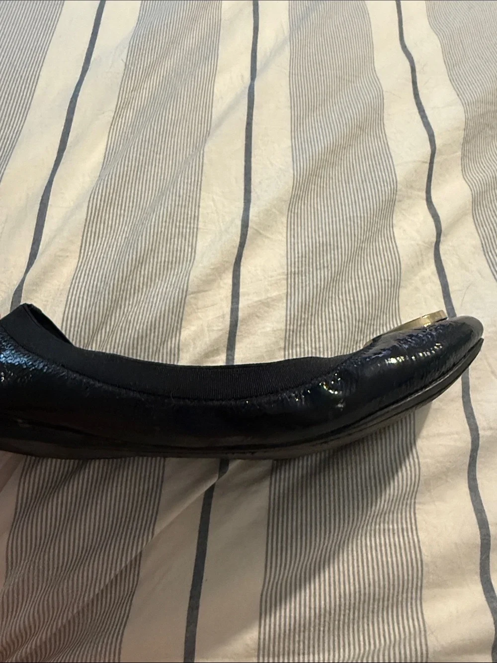 Tory Burch Black Patent Logo Ballet Flats